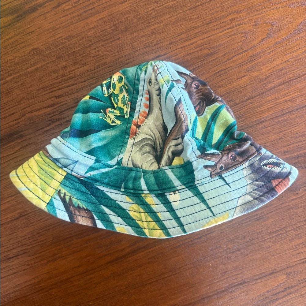 Tropical Animal Print Bucket Hat - Teal & Green. Fits an adult small head!